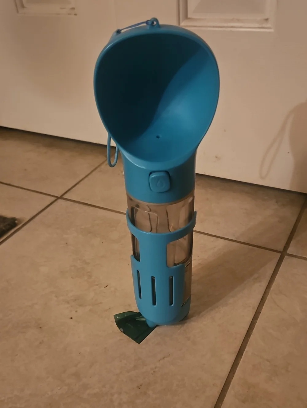 Portable Blue Dog Water Bottle with Bowl/Food Container/Poop Bag Dispenser NWOT